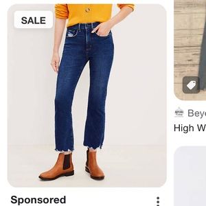 LOFT Medium Wash High-Waisted Flare Crop Jeans, 10